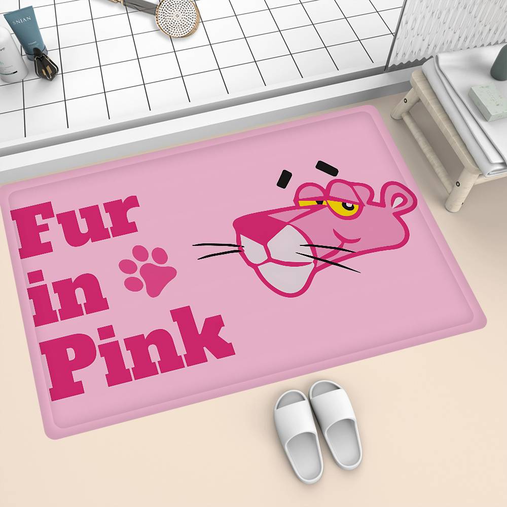 The P-Pink P-Panther Floor Mat Rectangle Anti-slip Home Soft Badmat Front Door Indoor Outdoor Mat Hotel Decor Mat