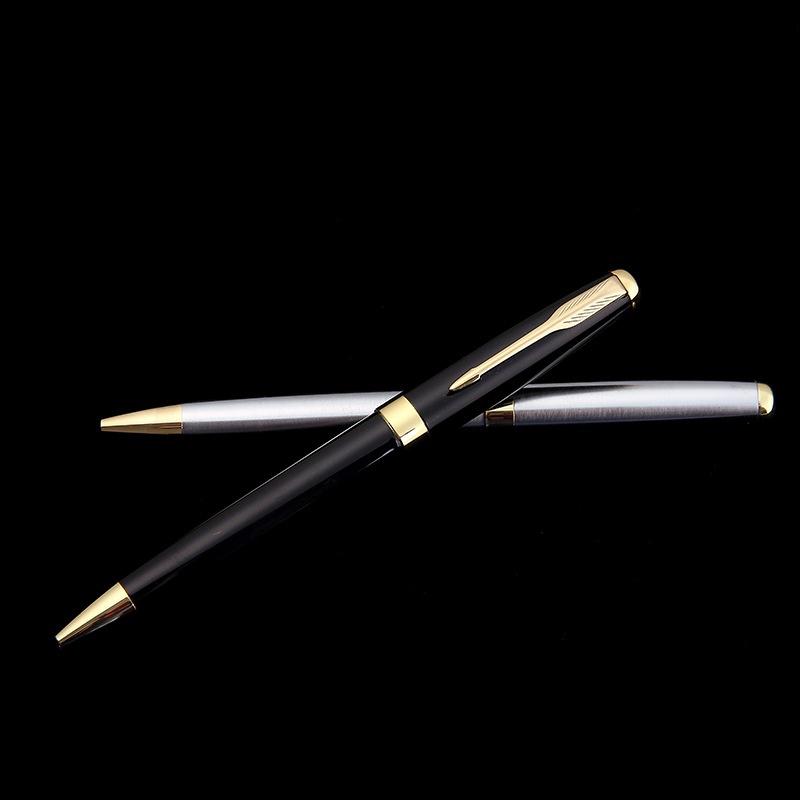 Металлическая вращающаяся шариковая ручка, креативная деловая реклама, подарок, масляная ручка среднего размера