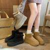 Winter Chunky Platform Snow Boots for Women Anti-Slip Comfortable Short Booties Shoes With Faux Fur Lining Women's Casual Faux Suede Warm Ankle Boots