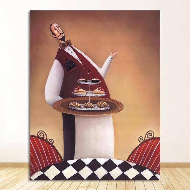 На холсте, винтажный стиль, плакат, ресторан, кухня, настенное искусство, декоративные фотографии, скандинавский домашний декор, забавный принт шеф-повара, картина маслом