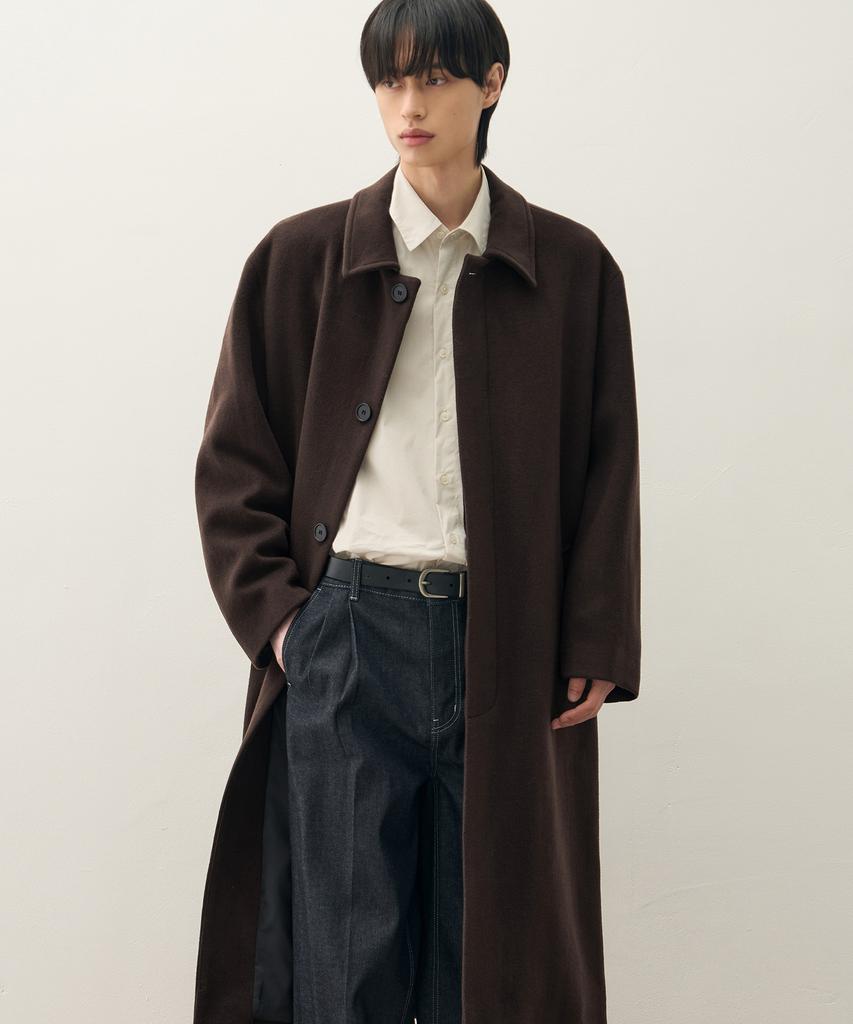 Draw Fit Premier Pure Cashmere Balmacaan Coat [Chestnut Brown]