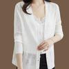 Летний женский трикотаж Ice Silk, солнцезащитный свободный вязаный кардиган, тонкий трикотажный жакет с вырезом
