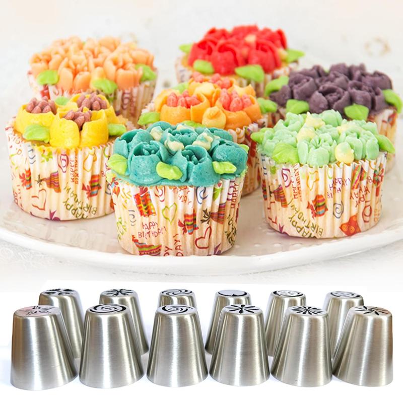 12 шт. нержавеющая горелка для украшения рта насадка для украшения торта сахарное ремесло кондитерские изделия рождественская выпечка украшения инструменты для выпечки с розовым кремом