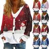 Women's Fashion Short Coat Casual Long Sleeve Christmas Printed Single Breasted Plush Top