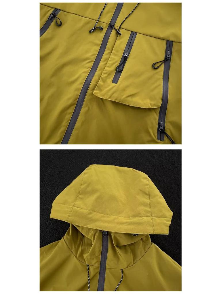 Men's Trendy Waterproof Mountain Windbreaker Jacket - Functional, Loose-Fit Outdoor Mountaineering and Workwear Style
