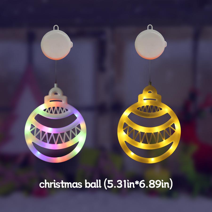 LED Christmas Atmosphere Decoration Suction Cup Light, Can Adsorb Glass and Hang, Color Light/warm Light Optional