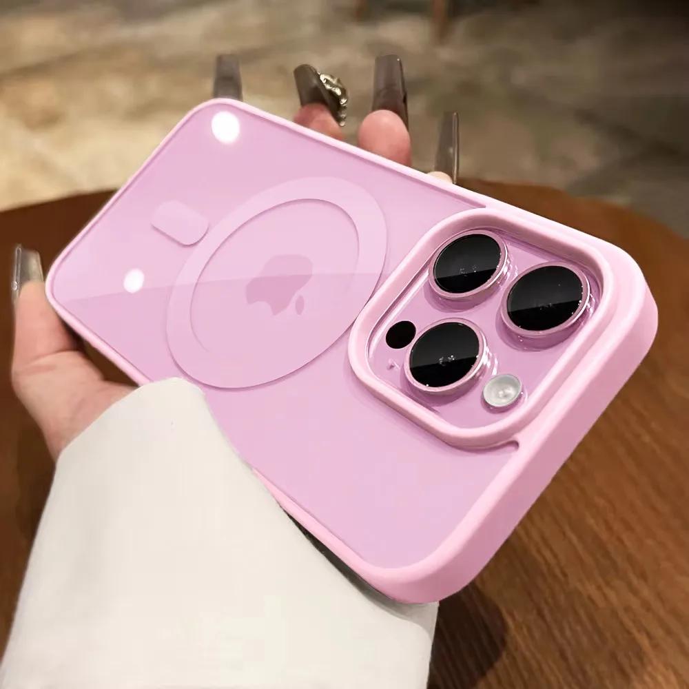 Новый розовый прозрачный акриловый чехол для iPhone 17 16 15 14 11 Pro Max 13 12 Mini Жесткий Противоударный Мощный Магнитный Чехол Magsafe