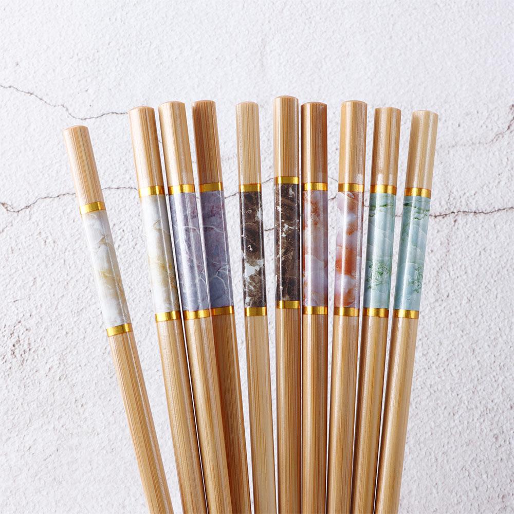 Бамбуковые палочки для суши, 5 пар, противоскользящие, подарочные, столовые приборы, кухонные принадлежности, набор столовых приборов
