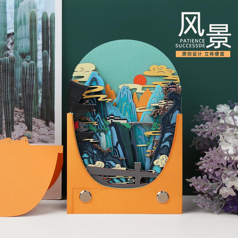 Free Shipping Product Low Price Promotion With Gift Memo Pad Custom Design 3D Paper Happy New Year Business Gift Laser Engraving