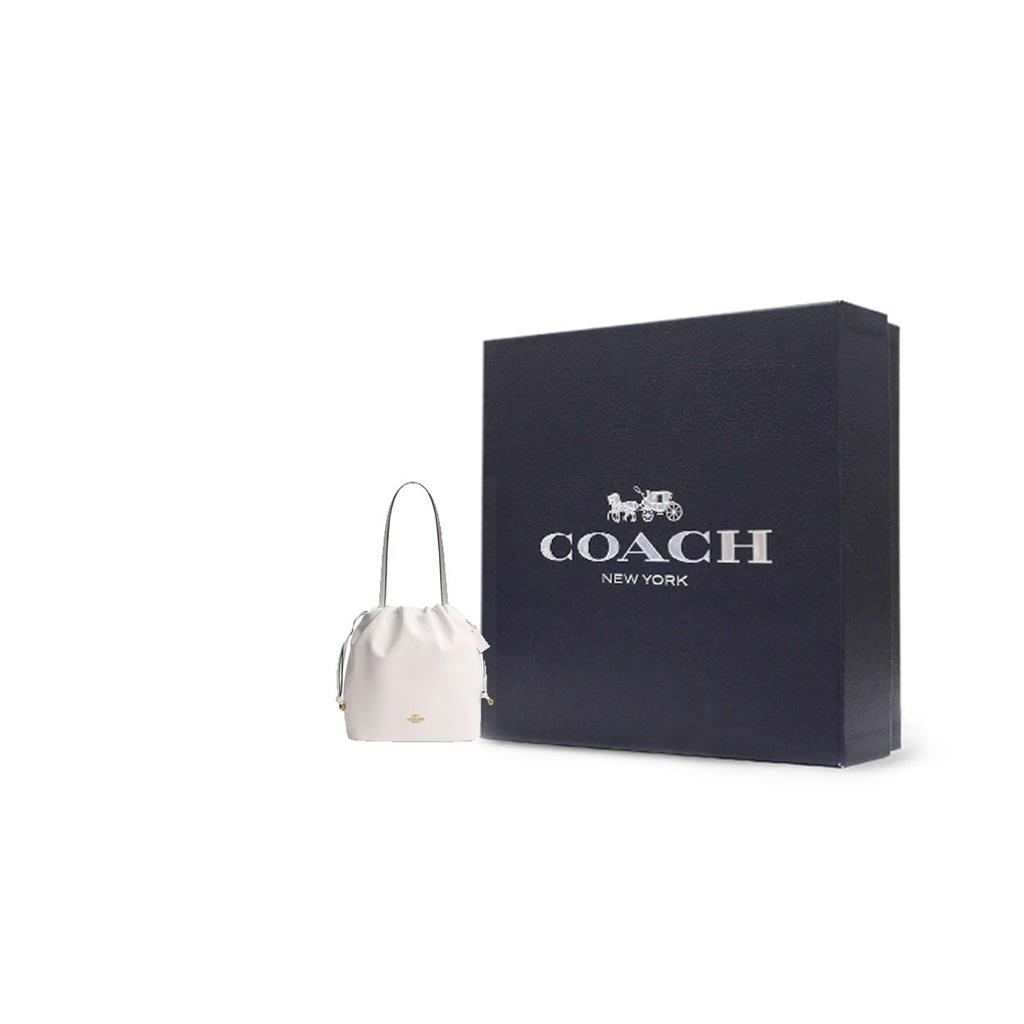 Coach Faye 28 Сумка-тоут на шнурке с логотипом Кожа Epi Плечевая сумка Большая женская сумка Цвет Меловой-белый CV947-IMCHK