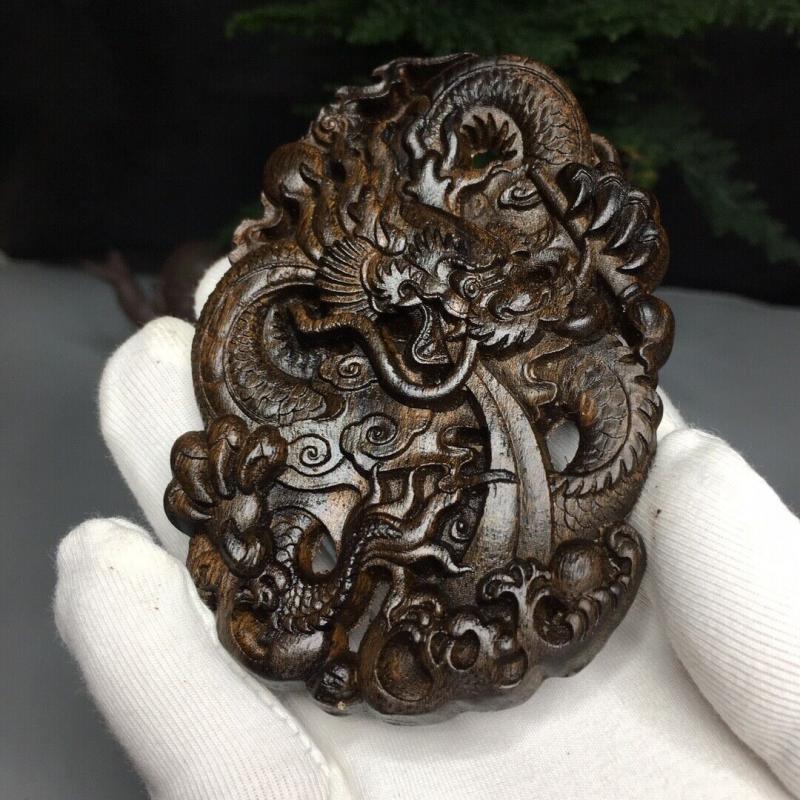 Agarwood Vietnam Exorcism Wooden Statue Dragon Carvings Sculpture Decor Wood Art