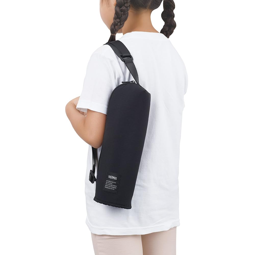 Thermos Моя бутылка 500 мл с плечевым ремнем BK Pouch, прибл.. емкость, ремешок, ремешок, моющийся, черный, APQ-500