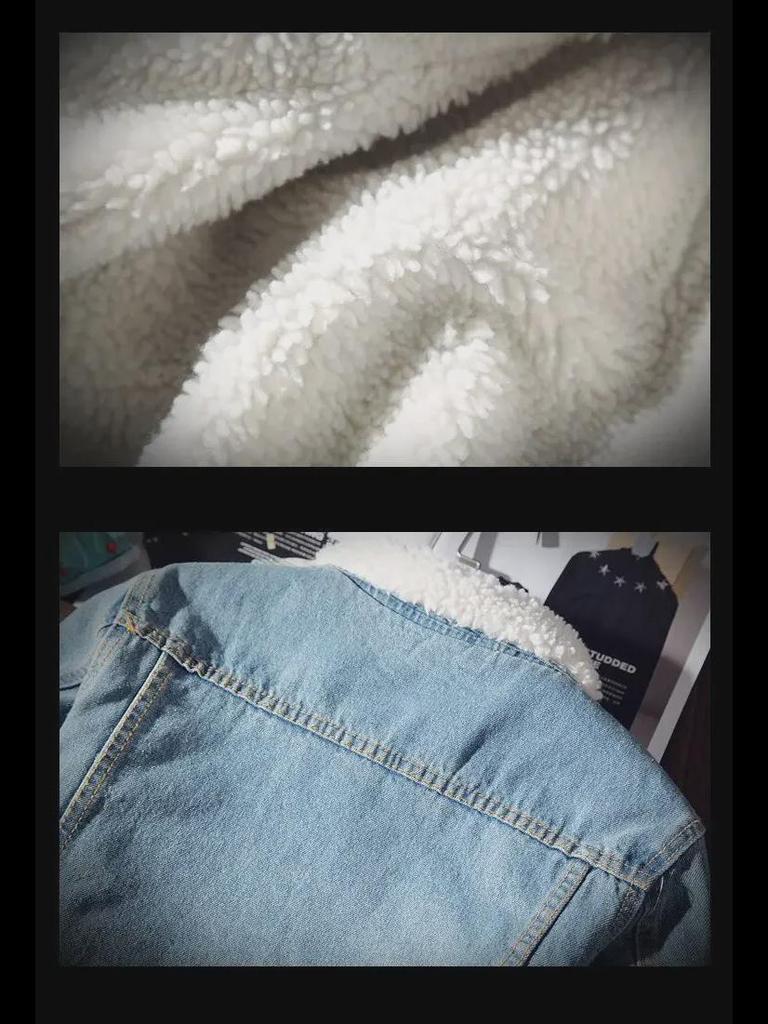 Мужская модная зимняя джинсовая куртка из овечьей шерсти с бархатом, свободный крой, плотное пальто