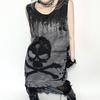 Skull Halloween Emo Punk Mini Dress Women Y2K Goth Dark Dresses Fairy Grunge Sleeveless Tshirts Alt Clothes