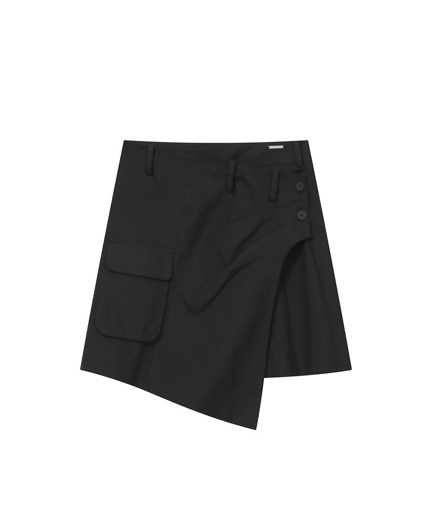 Miseki Seoul Hannah Side Pocket Wrap Midi Skirt Black