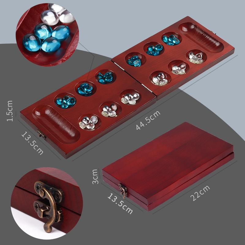 Складная доска для манкалы из каштановой сосны - Веселая классическая настольная игра с деревянной доской для взрослых и детей