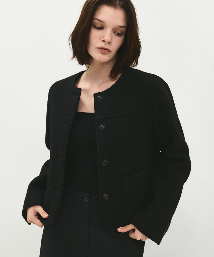 ROUGH SIDE WHITE LABEL Brief Collarless Jacket Black