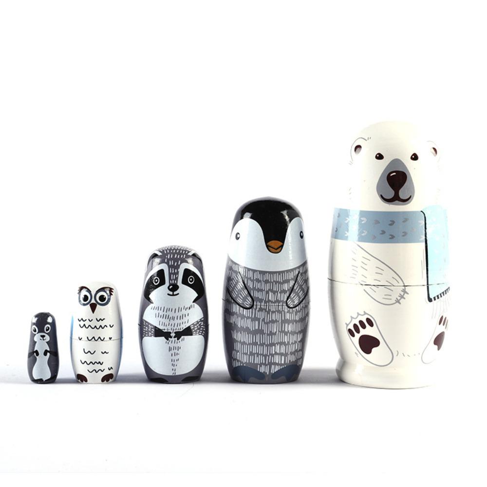 Collection Wooden Matryoshka Toys Figurines Handmade Stacking Dolls  Home Bedroom