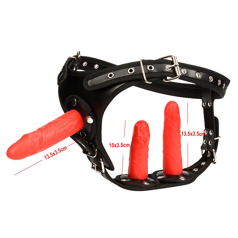 Эротический Большой Длинный Страпон Дилдо для Женщин Огромный Силиконовый Тройной Страпон Дилдо Анальная Пробка с Трусиками Лесбийские Секс-Игрушки Без Вибрации