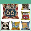 Наволочка Mother Road Route 66 из хлопка и льна с потайной молнией