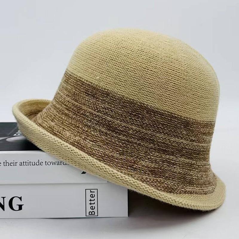 Ретро гофрированная рыбацкая шляпа детская осень и зима британский темперамент котелок показывает маленькое лицо элегантная шерстяная шляпа-котелок тренд