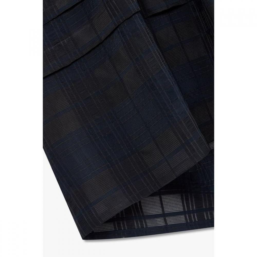 Studio Tomboy Back Open Sheer Check Short Sleeve Dress 9106241204 