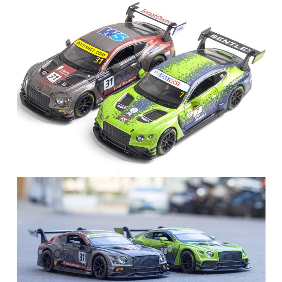 1/32 Scale Bentley Continental GT3 Diecast Car Model Toy, Pull Back Toy Vehicle with Sound and Light for Kids Toddler Boys Girls Gift Collection