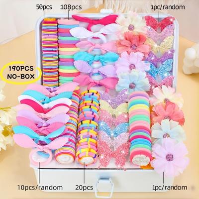 Elastic Girls Hair Accessories Set Glitter Ponytail Holders New Hair Clips  Kids Hair Styling