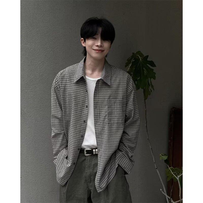 Рубашка с длинным рукавом с буквенным принтом 2024 года в японском стиле в стиле Гонконга, свободная рубашка для мальчиков, летнее модное универсальное повседневное пальто