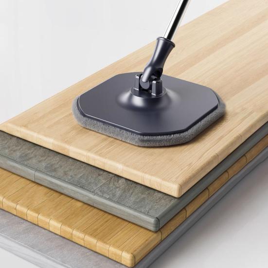 Комплект швабры с овальным вращающимся ведром и системой самоотделения. Насадка для швабры из микрофибры. Регулируемая ручка из нержавеющей стали. Комплект швабры с ведром для наполнения водой.