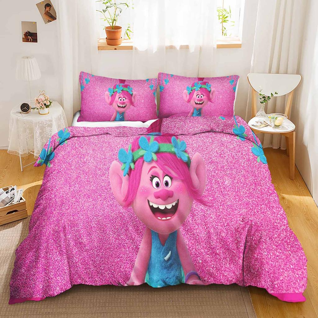 Trolls Anime Bedding Set Duvet Cover 1009 Polyester Suitable For Children And Adults 3-Piece Set
