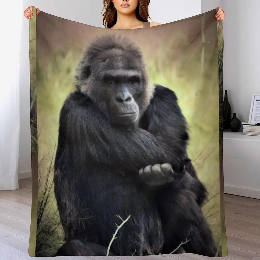 Gorilla Throw Blanket Luxurious Soft Fuzzy Blanket for Sofa Bed