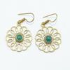 Brass Gold Plated Women's Earring, Natural Gemstone Cabochon Jewelry, Fashion Jewelry, Handmade Earring, Green Onyx Earring SMG230