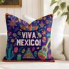 Viva Mexico Пурпурная Наволочка Натуральный Лен Органическая Ткань Двусторонняя Печать Диван Домашний Декор Подарок Наволочка