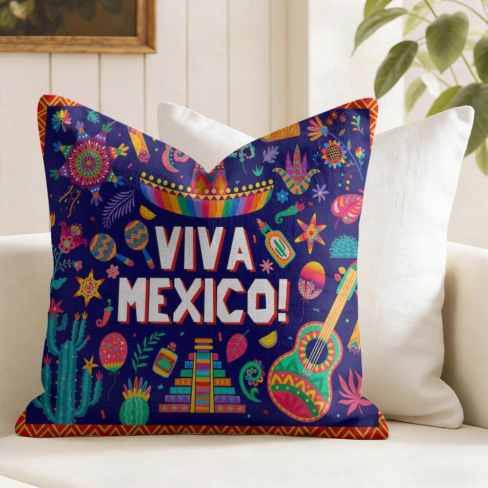 Viva Mexico Пурпурная Наволочка Натуральный Лен Органическая Ткань Двусторонняя Печать Диван Домашний Декор Подарок Наволочка