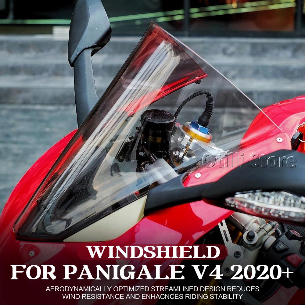 Motorcycle Windshield For Ducati Panigale V4 V4S 2020-2024 Windscreen Heighten Windshield Enlarge Wind Spoiler Cover Fairing