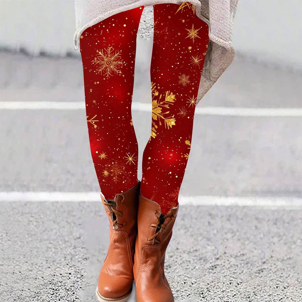 Женские брюки с рождественским принтом, эластичные, мягкие, повседневные, домашние, спальные брюки