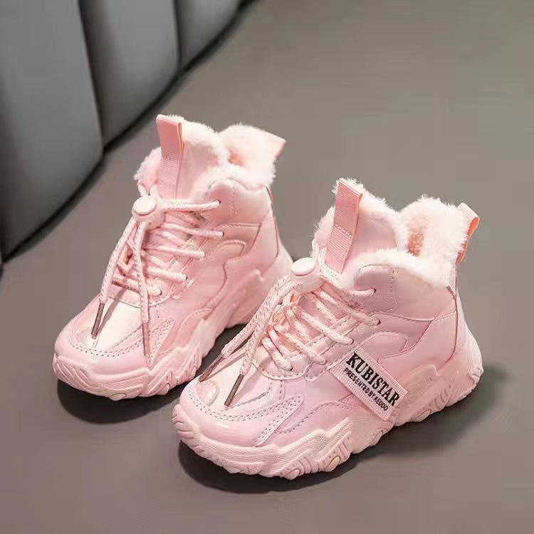 Girls' Sports Shoes with Fleece Thickening New Autumn and Winter Casual Shoes Children's Shoes Girls' Cotton Shoes Winter Men