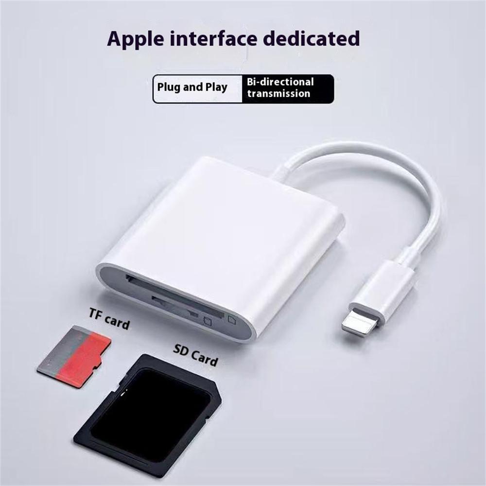 2 In 1 Lightning to SD/TF Card Reader Fast Data Transfer Compatible with Ios, No App Required