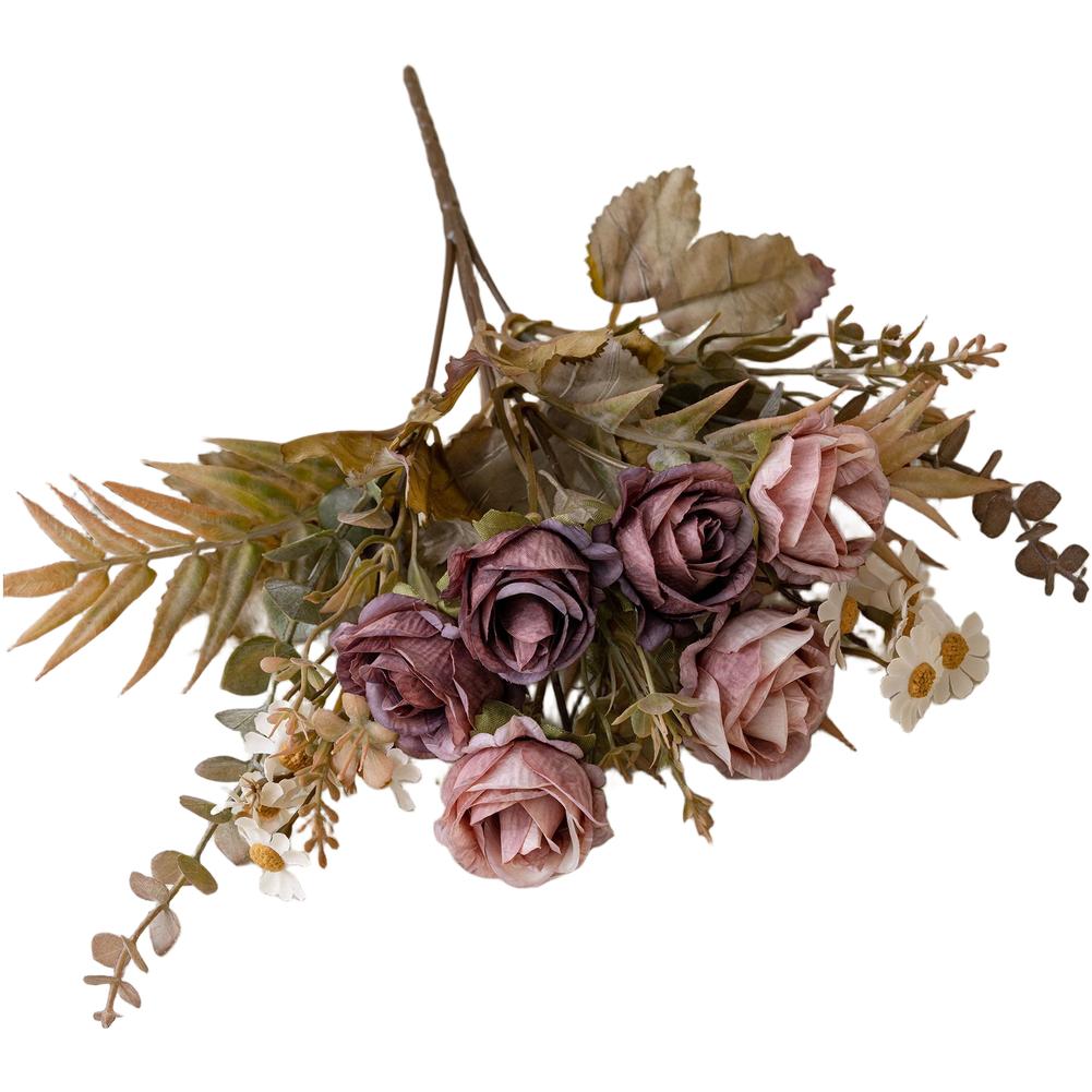 Тканевый букет из 6 искусственных роз для свадьбы, домашнего декора, с листьями и гибкими стеблями, цветочный орнамент