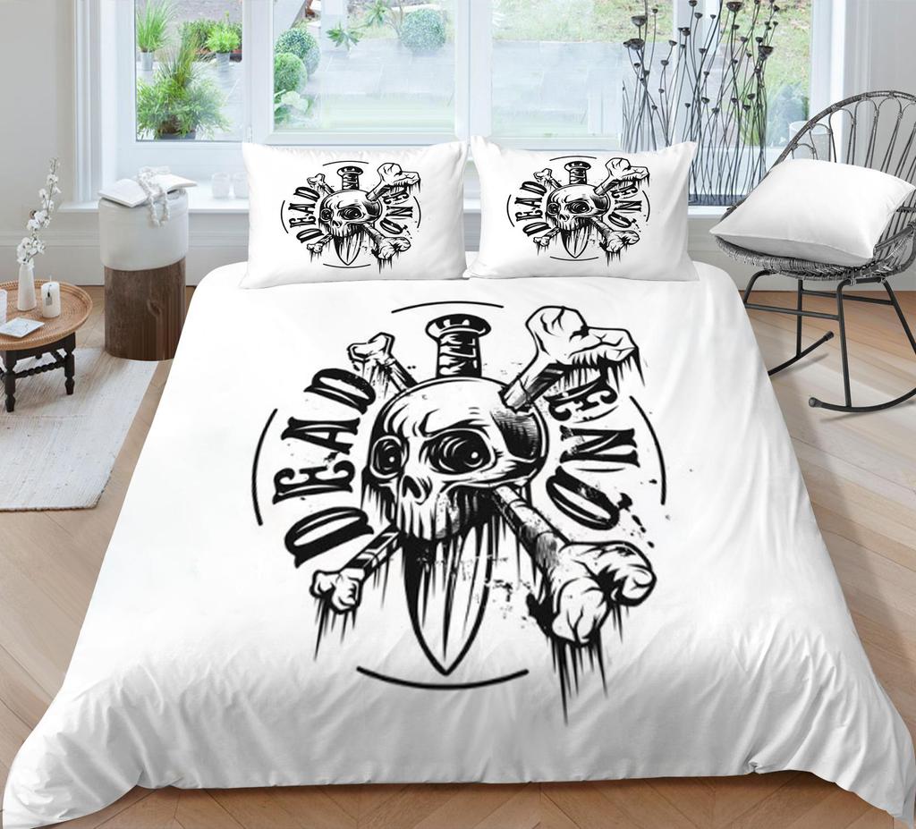 Home Bed Set Skull Print Pillowcase Bedspreads Soft Duvet Cover Queen King Size Teen Boy Girl 3D Soft Quilt Cover