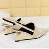 Fashion Wedge Strange Style High Heels Women Sexy Point Toe Backstrap Sandals Covered Head Design Party Dress Mules Shoes Women Pumps