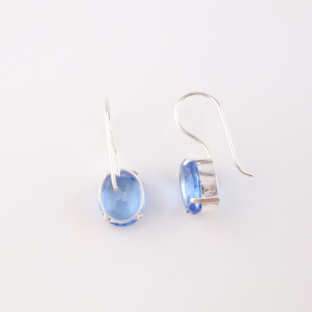 Натуральный камень Танзанит, серебро 925 пробы, серьги-подвески ручной работы 1,05" EE-173-10