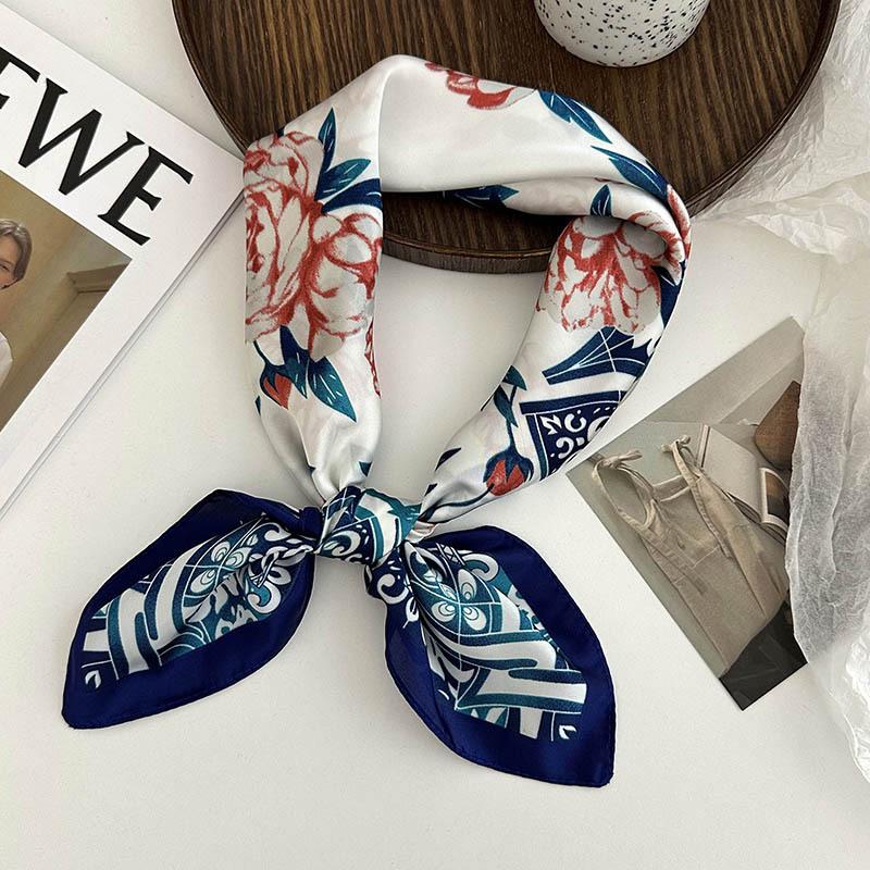 Silk Scarf Neck 70 Square Scarf New Printing Small Fresh Versatile Streamer Neck Protector Scarf Shawl