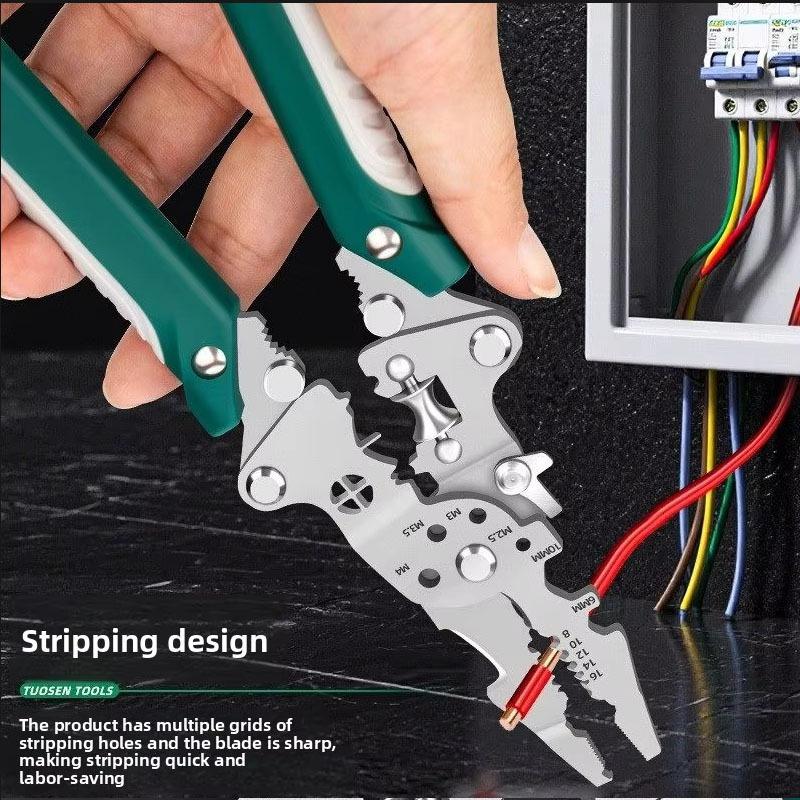 ZK Pliers Multi Functional Folding Electrician Wire Stripping And Cutting Pliers Wire Splitting And Crimping Pliers Wiring Plier