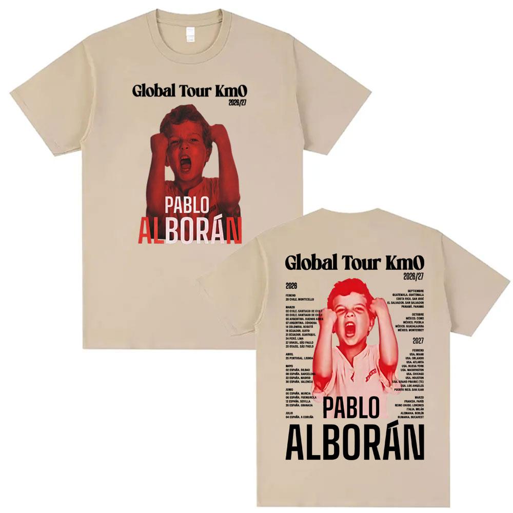 Pablo Alborn Global Tour Kmo 20262027 Double Sided Print Tee Shirt Unisex Women Fashion Retro Gothic Oversized Tshirt Streetwear