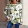 Women's Fashion Casual Long Sleeve Floral Print Round Neck Top T-Shirts Women’s