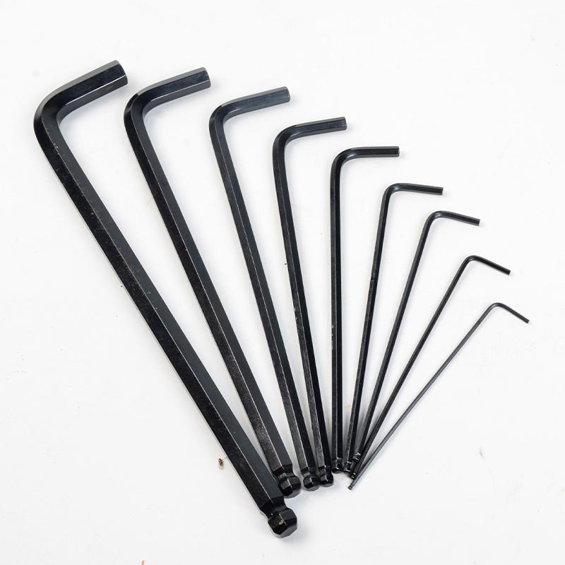 Набор шестигранных ключей, комплект, ярко-черный, сферический, удлиненный/средней длины, шестигранный ключ, 9 штук, общая комбинация