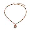 Rice Beads Christmas Tree Necklace Handmade Christmas Necklace for Women Colorful Beads and Festive Ornament Charm