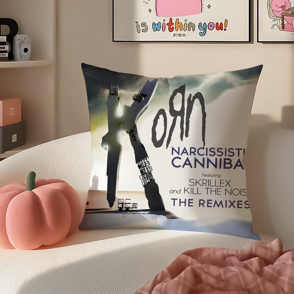 Hot Metal American Band Album Kkorn Cushion Cover Pillowcase Short Plush Invisible zipper Room Sofa Cushion Cover